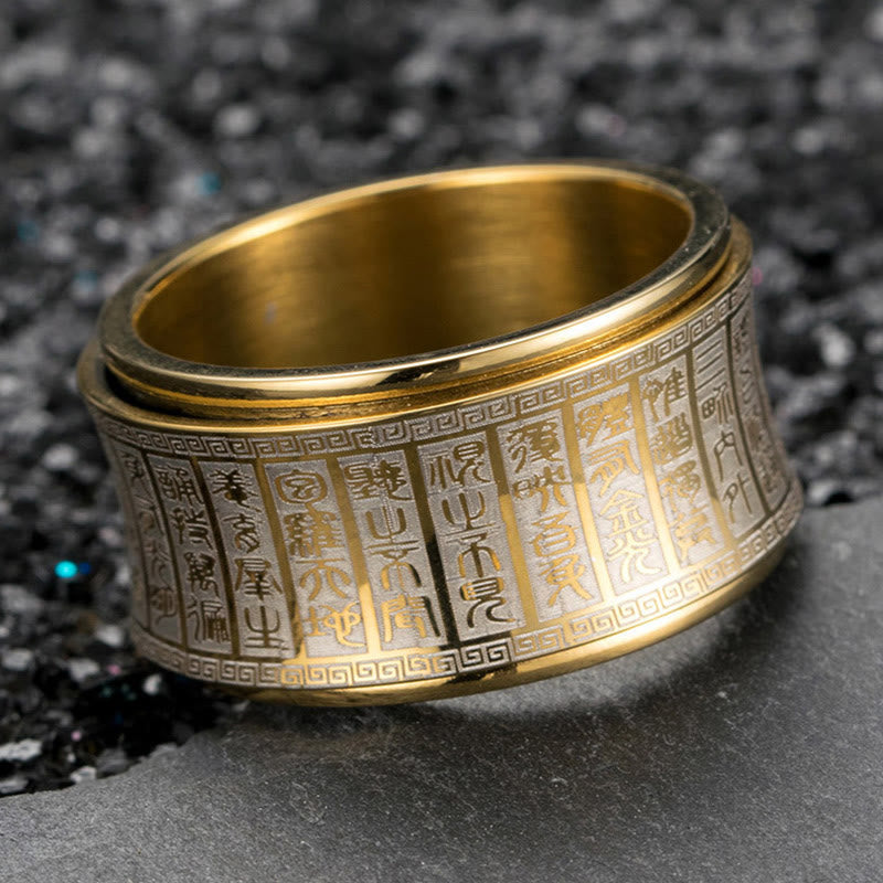 Bague tournante en acier titane avec mantra Golden Light | Équilibre spirituel