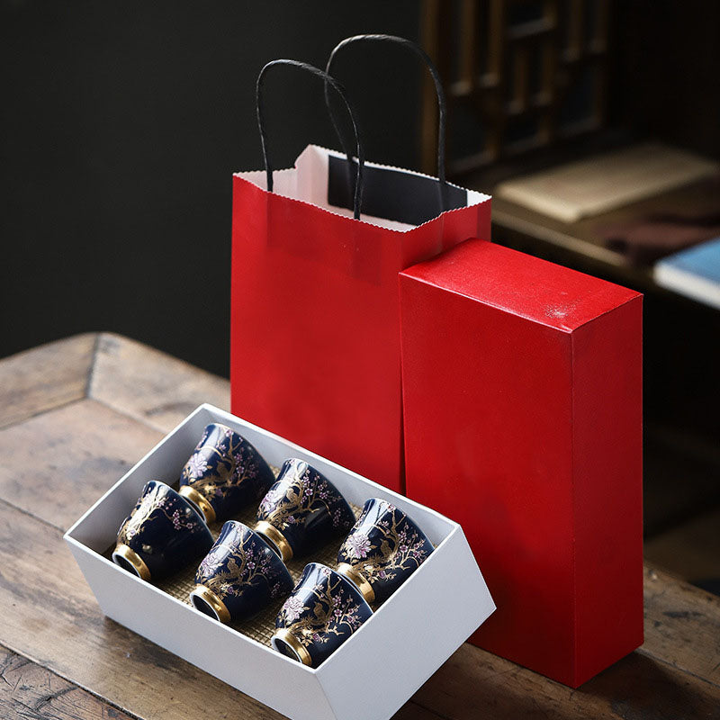 Tasse à thé en céramique à motif de pie dorée et de pivoine pour le thé Kung Fu