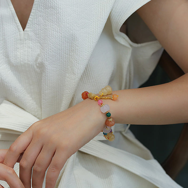Bracelet de richesse en jade et soie dorée avec Pixiu pour la chance
