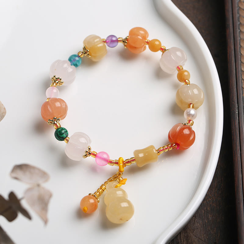 Bracelet de richesse en jade et soie dorée avec Pixiu pour la chance