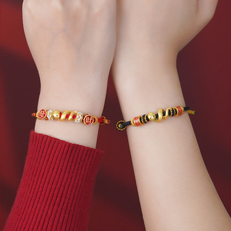 Bracelet de bijoux spirituels de prospérité serpent doré