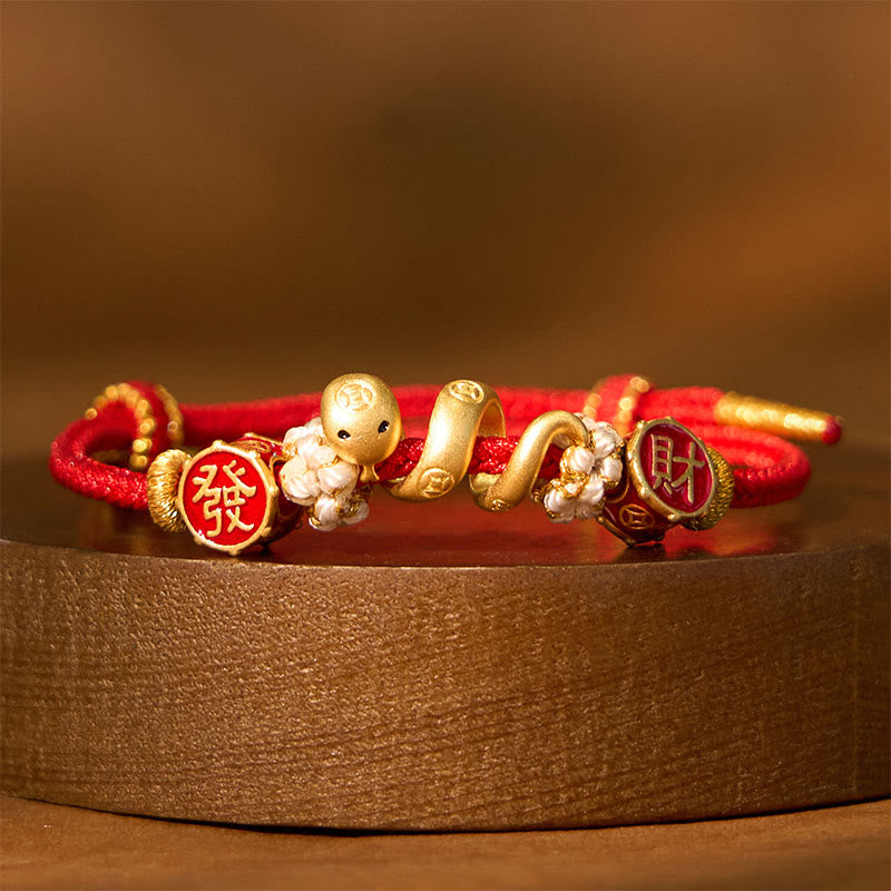 Bracelet de bijoux spirituels de prospérité serpent doré