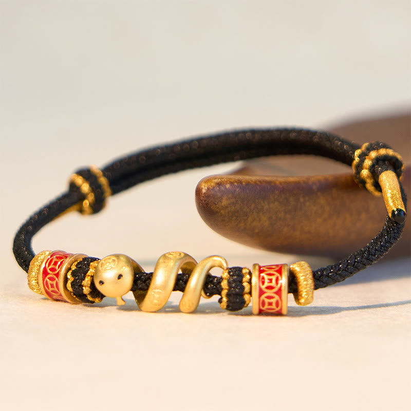 Bracelet de bijoux spirituels de prospérité serpent doré