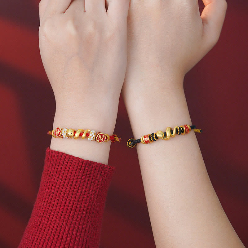 Bracelet de bijoux spirituels de prospérité serpent doré