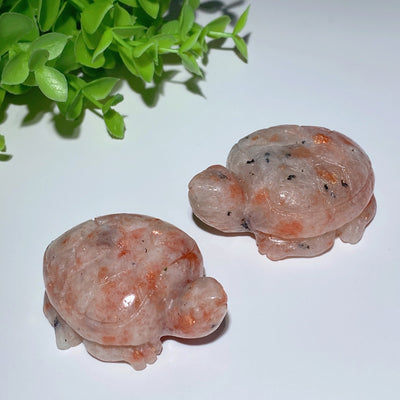 Tortue en cristal de quartz fraise doré 2,3 à 2,5 pouces pour la prospérité
