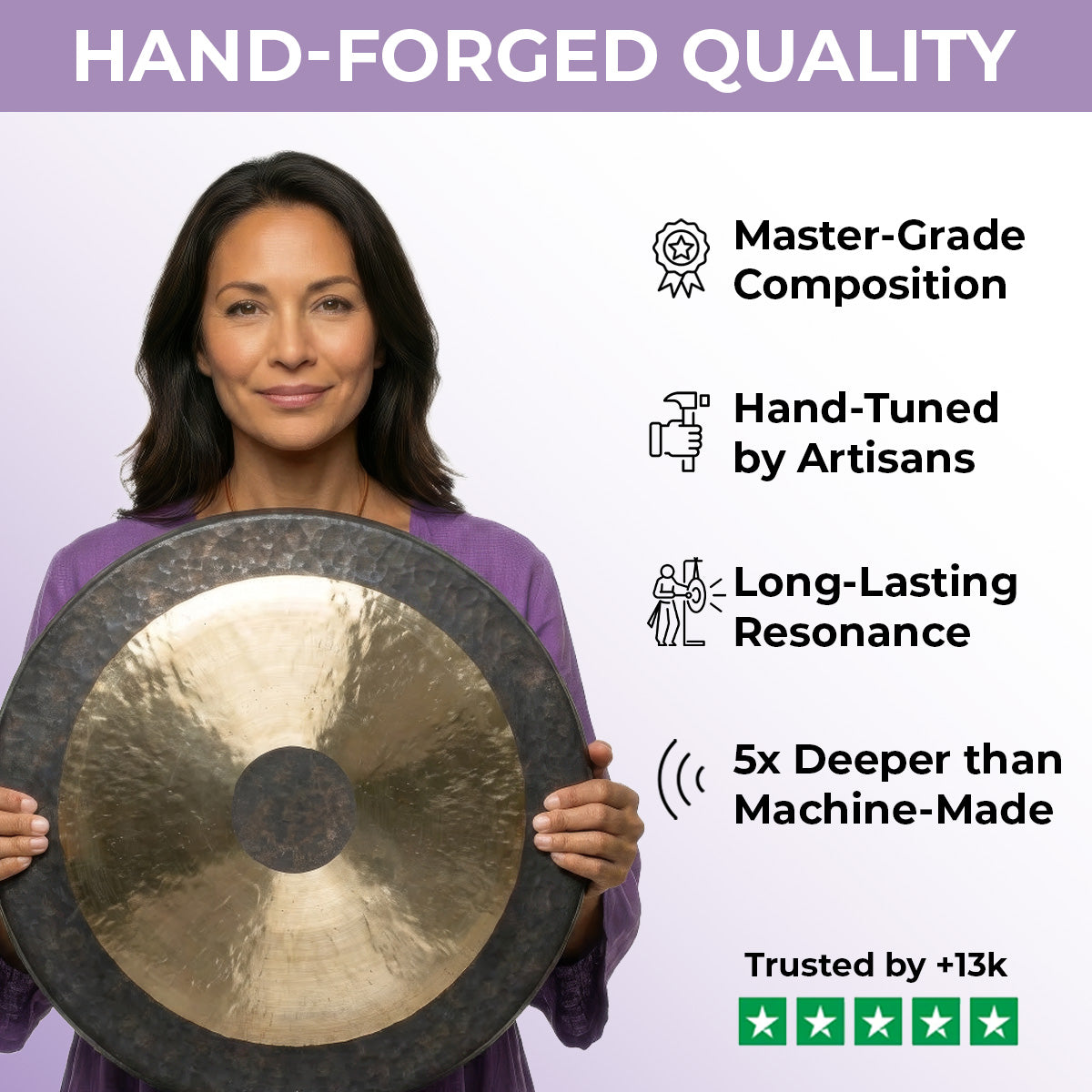 40 Chinese Chau Gong - Premium Sound with Beater - Gong Quality Close-up