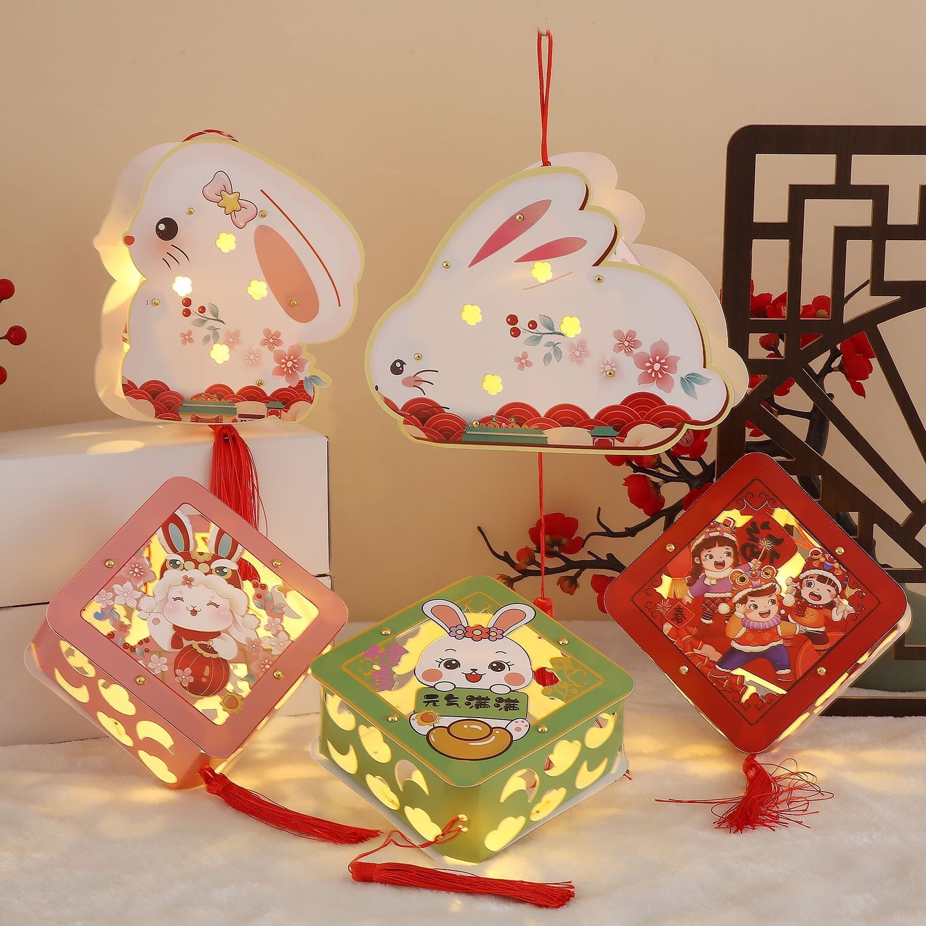Lanterne en papier Lapin porte-bonheur | Décoration zen