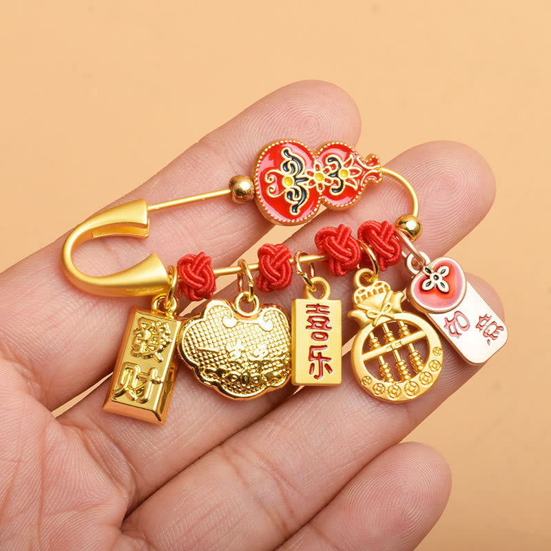 Broche de bénédiction du personnage Fu du lion danseur de la gourde, sécurité et bien-être