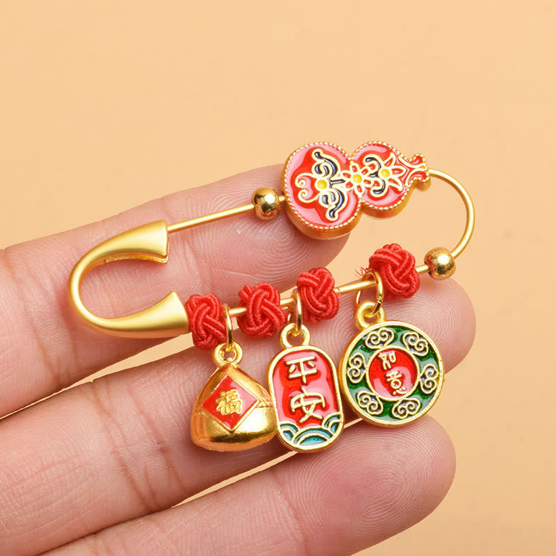 Broche de bénédiction du personnage Fu du lion danseur de la gourde, sécurité et bien-être