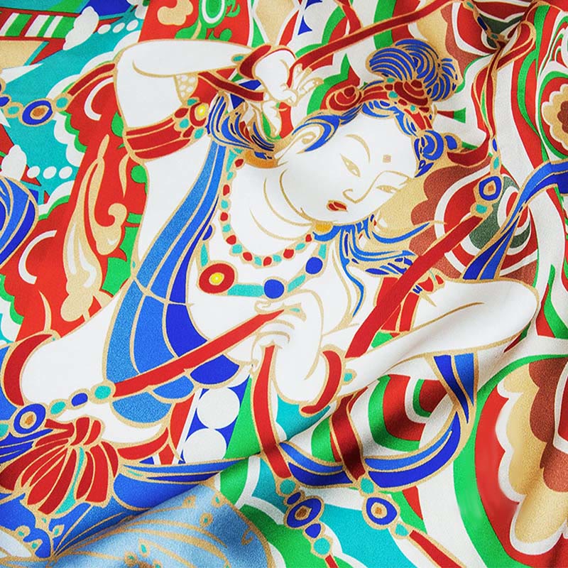 Écharpe de musicien Dunhuang en soie de mûrier de grade 6A
