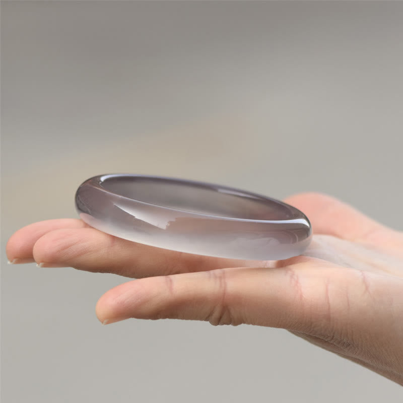 Bracelet jonc Harmony en calcédoine grise, taille 52-63 mm