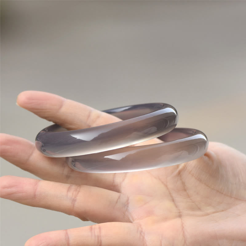 Bracelet jonc Harmony en calcédoine grise, taille 52-63 mm