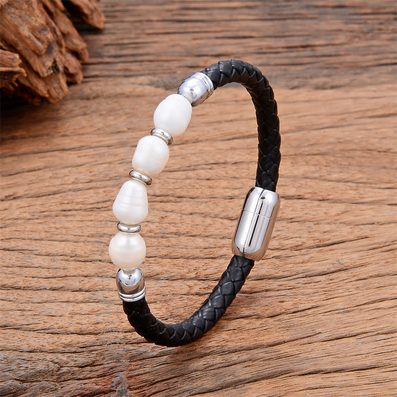 Bracelet en cuir synthétique gris perle 18-20 cm guérison