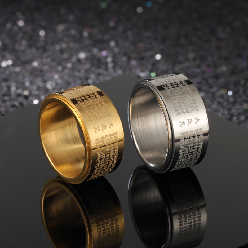 Bague rotative en acier titane avec mantra de la Grande Compassion US8