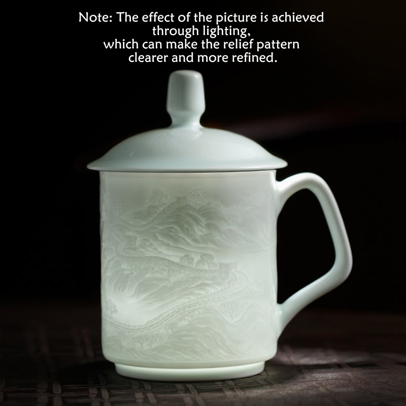 Tasse à thé en porcelaine de Jingdezhen de la Grande Muraille, 400 ml, tasse de bureau