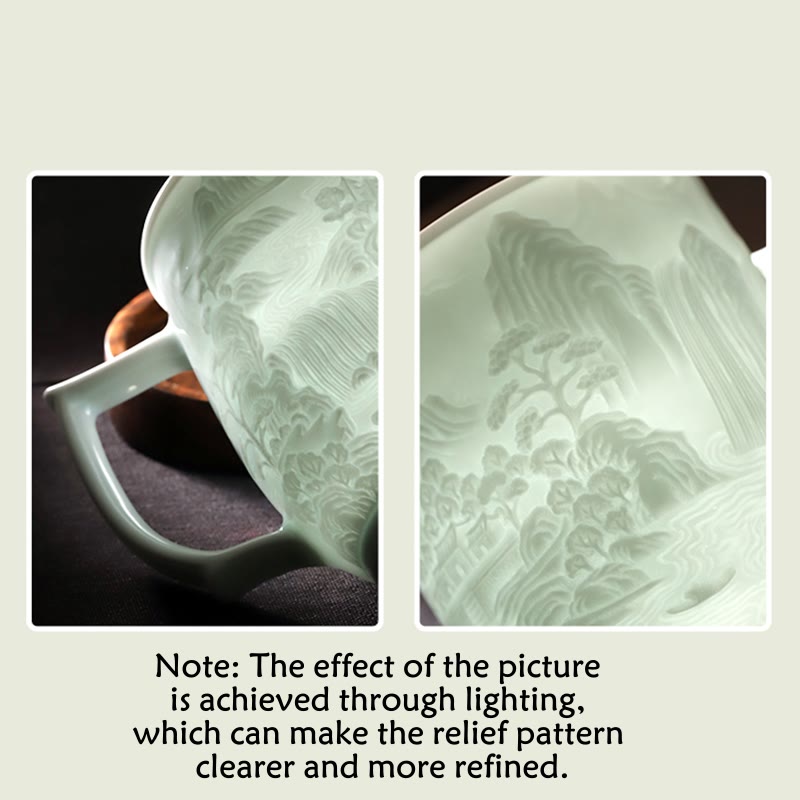 Tasse à thé en porcelaine de Jingdezhen de la Grande Muraille, 400 ml, tasse de bureau