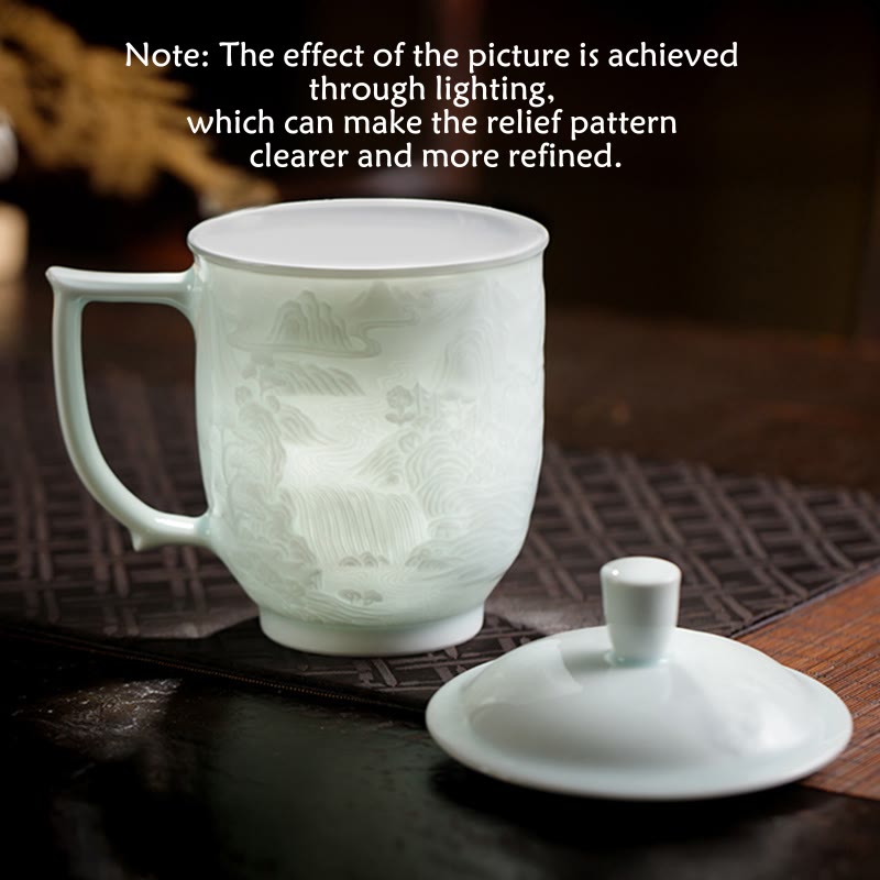 Tasse à thé en porcelaine de Jingdezhen de la Grande Muraille, 400 ml, tasse de bureau