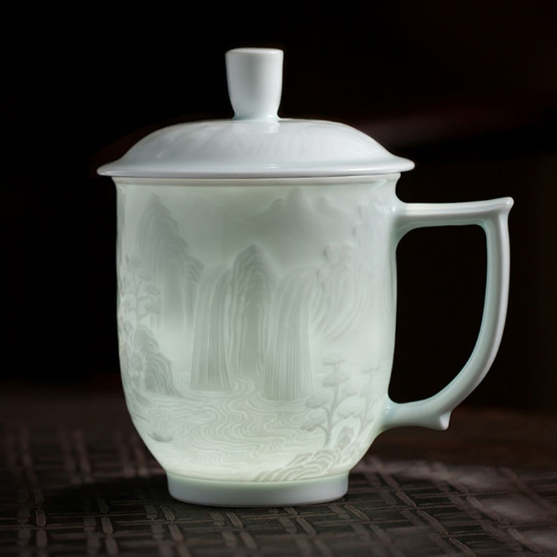 Tasse à thé en porcelaine de Jingdezhen de la Grande Muraille, 400 ml, tasse de bureau
