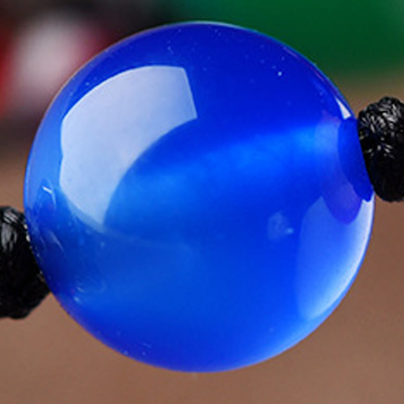 Bracelet fleur en agate verte et agate bleue