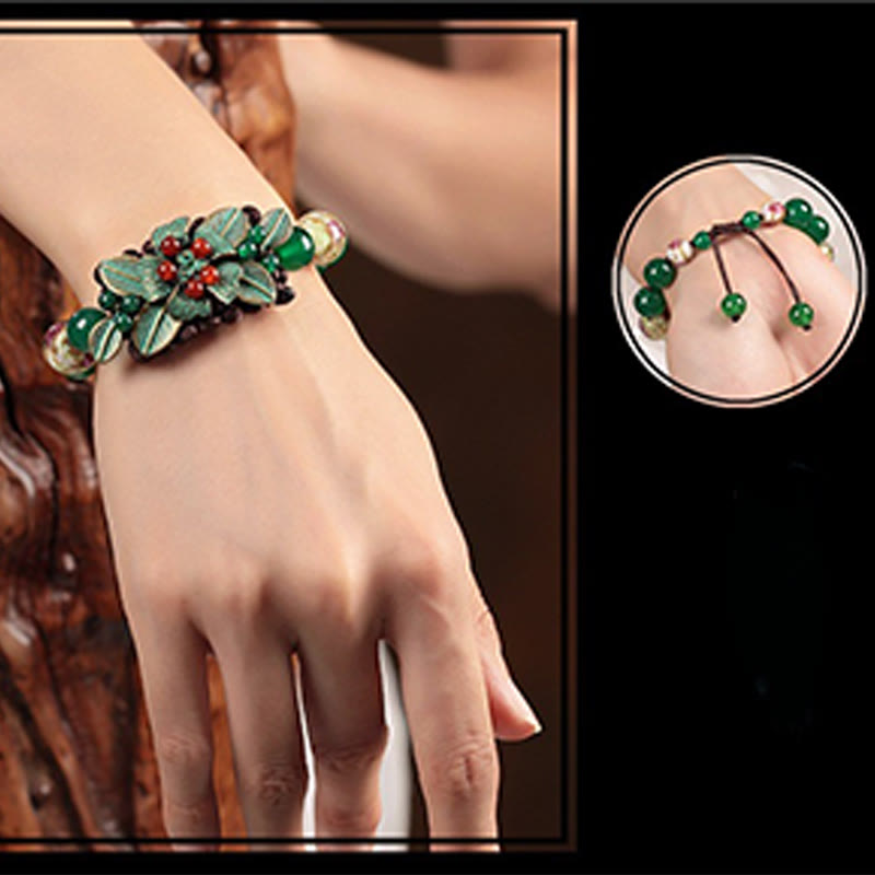 Bracelet tressé en agate verte, poignet de 14 à 20 cm