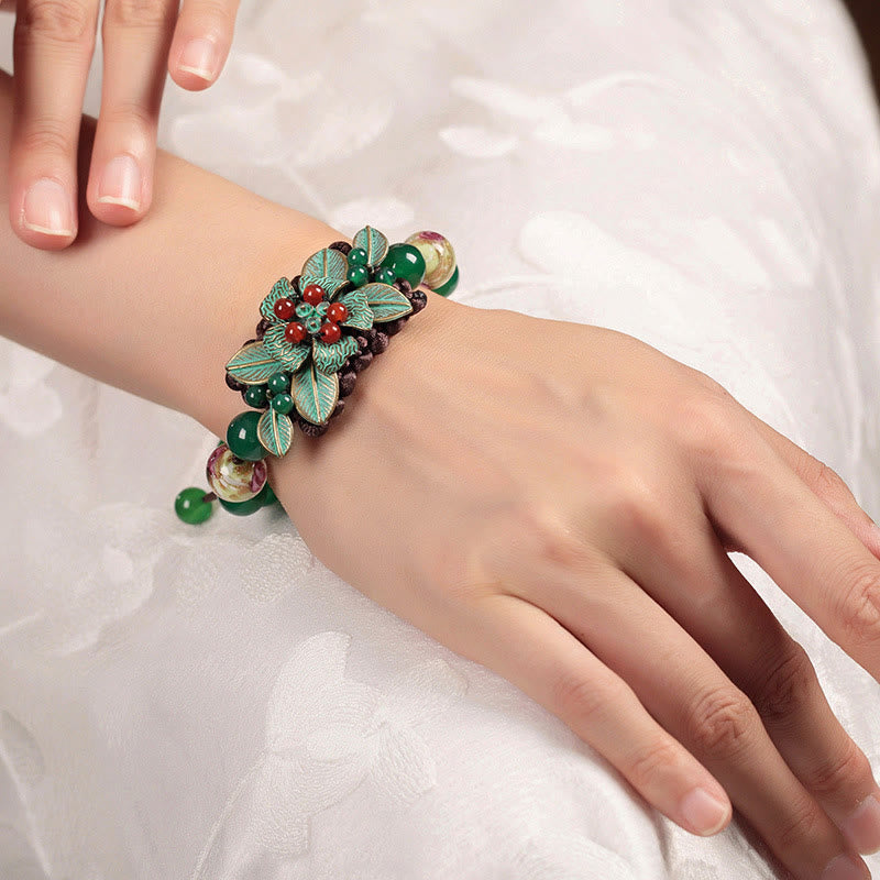 Bracelet tressé en agate verte, poignet de 14 à 20 cm