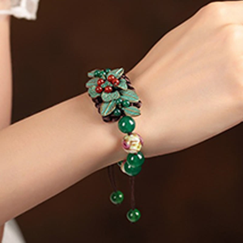 Bracelet tressé en agate verte, poignet de 14 à 20 cm