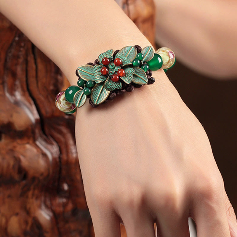 Bracelet tressé en agate verte, poignet de 14 à 20 cm