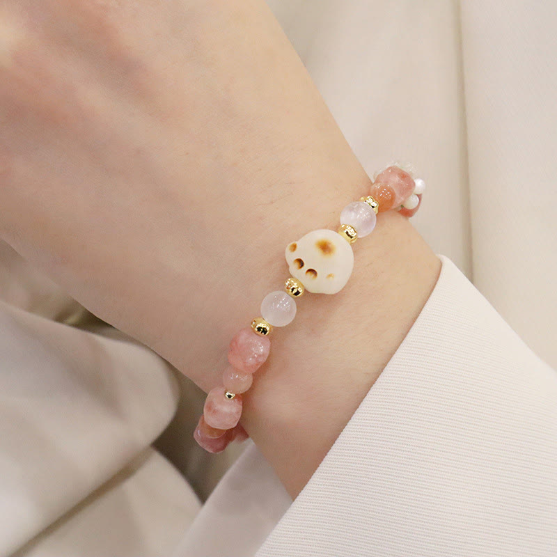 Bracelet de soutien en agate verte et pierre de soleil