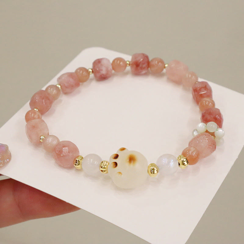 Bracelet de soutien en agate verte et pierre de soleil