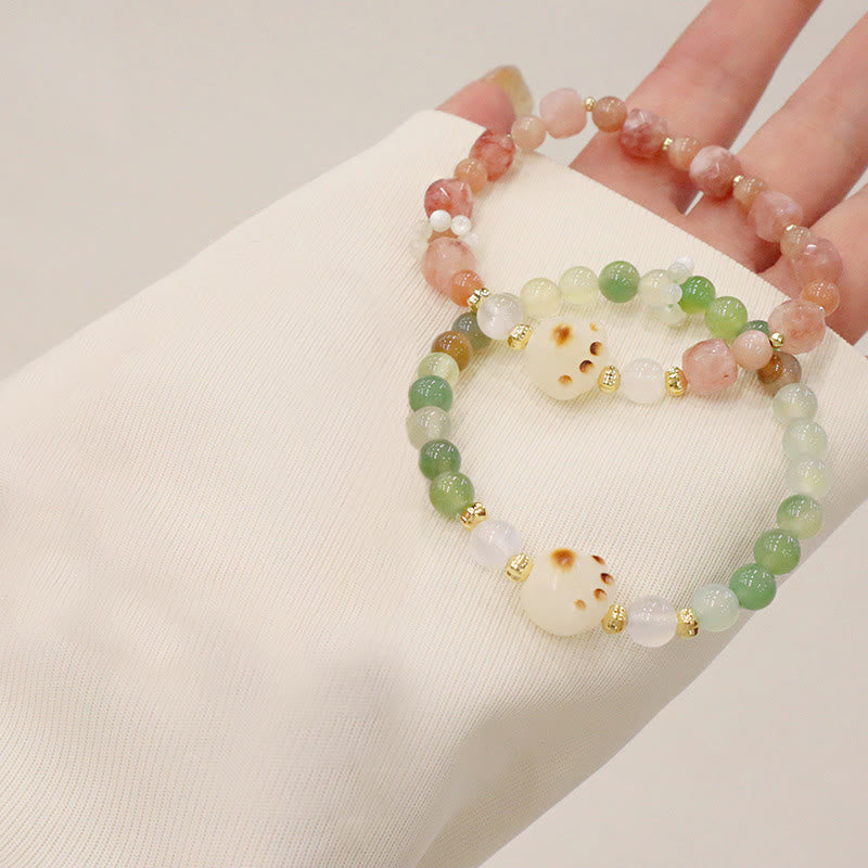 Bracelet de soutien en agate verte et pierre de soleil