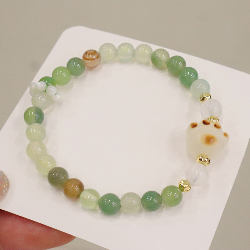 Bracelet de soutien en agate verte et pierre de soleil