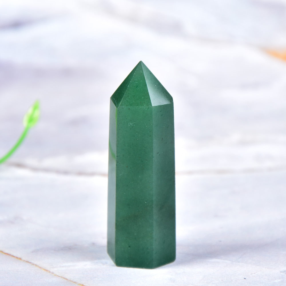 Tour de cristal de guérison énergétique en aventurine verte