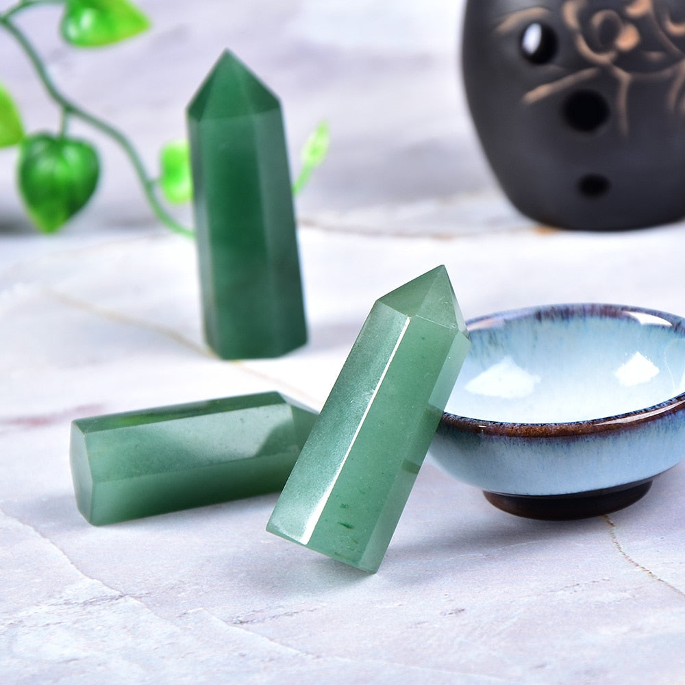 Tour de cristal de guérison énergétique en aventurine verte