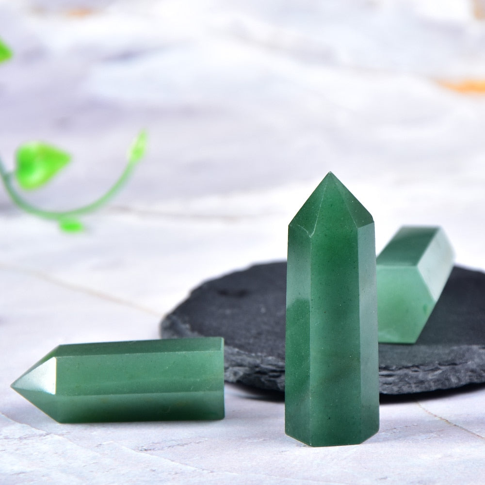 Tour de cristal de guérison énergétique en aventurine verte