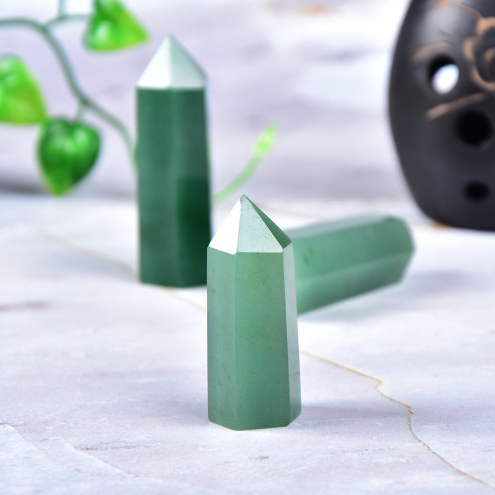 Tour de cristal de guérison énergétique en aventurine verte