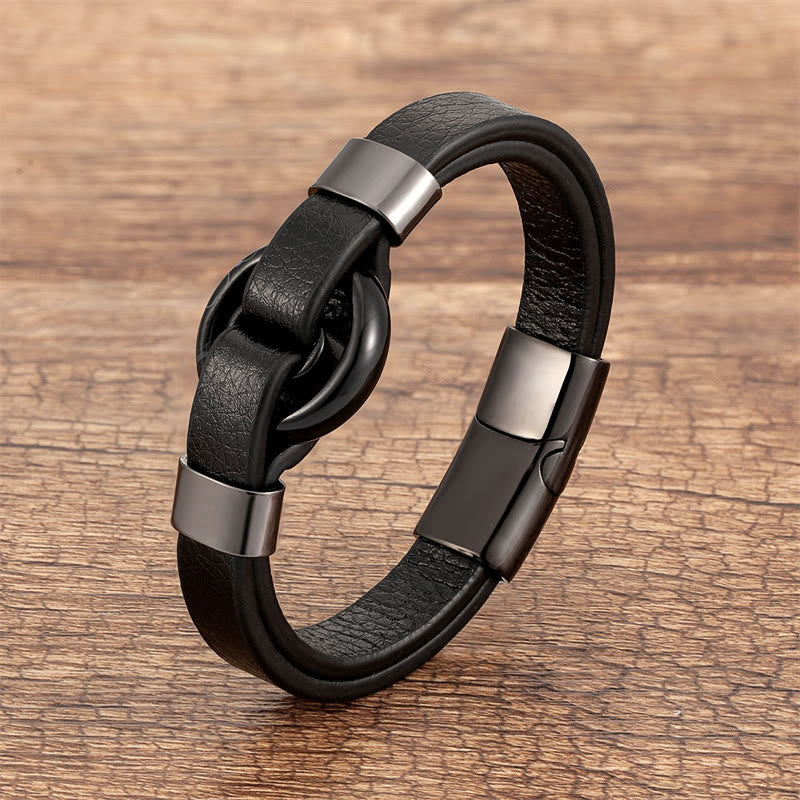 Bracelet à boucle magnétique en cuir d'aventurine verte 16-18 cm