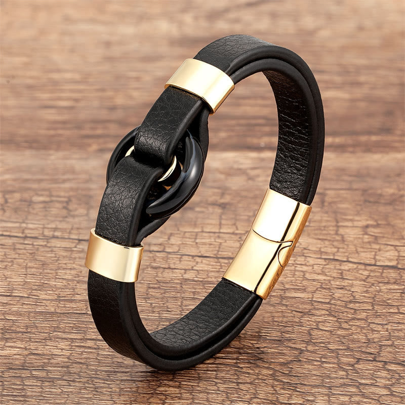 Bracelet à boucle magnétique en cuir d'aventurine verte 16-18 cm