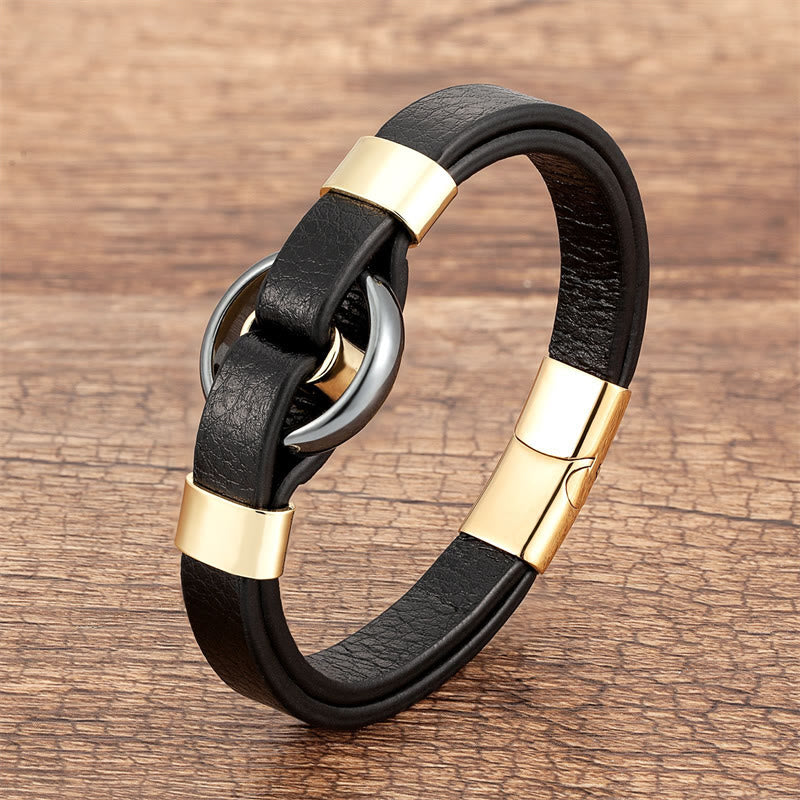 Bracelet à boucle magnétique en cuir d'aventurine verte 16-18 cm