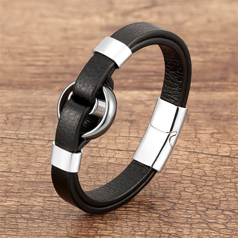 Bracelet à boucle magnétique en cuir d'aventurine verte 16-18 cm