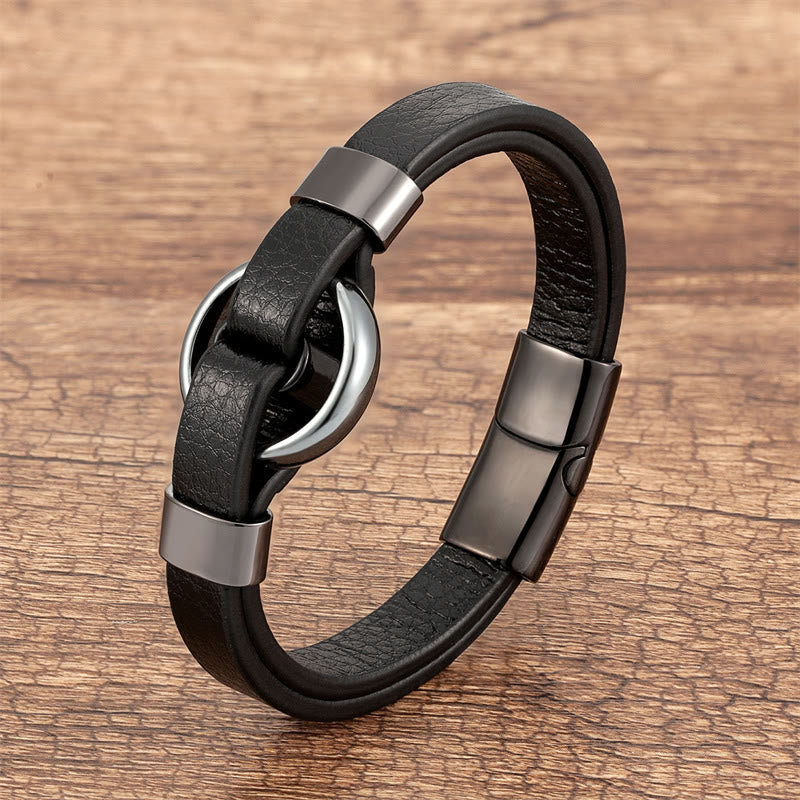 Bracelet à boucle magnétique en cuir d'aventurine verte 16-18 cm