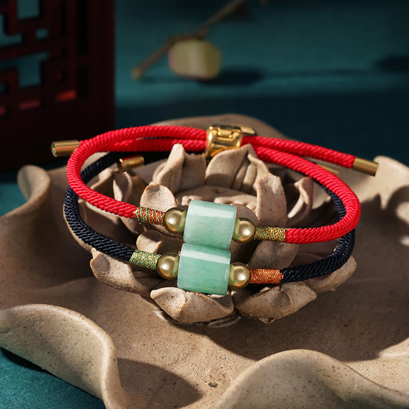 Bracelet en corde tressée avec protection chanceuse en aventurine verte
