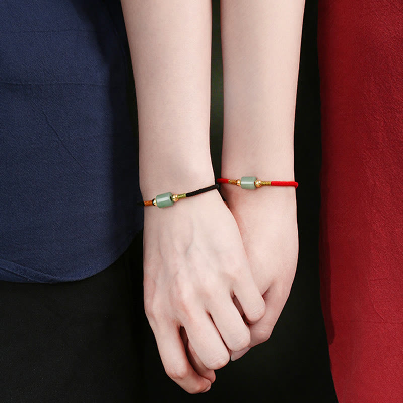 Bracelet en corde tressée avec protection chanceuse en aventurine verte