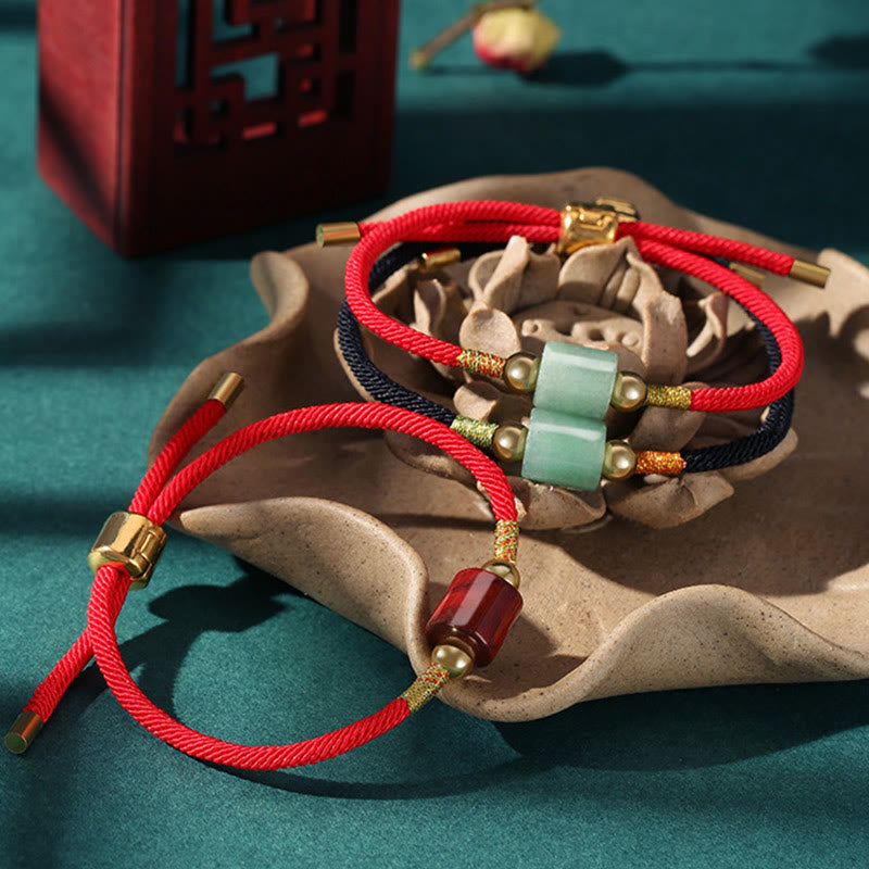 Bracelet en corde tressée avec protection chanceuse en aventurine verte
