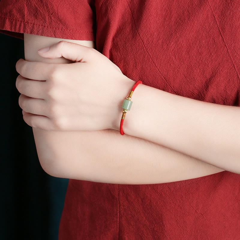 Bracelet en corde tressée avec protection chanceuse en aventurine verte