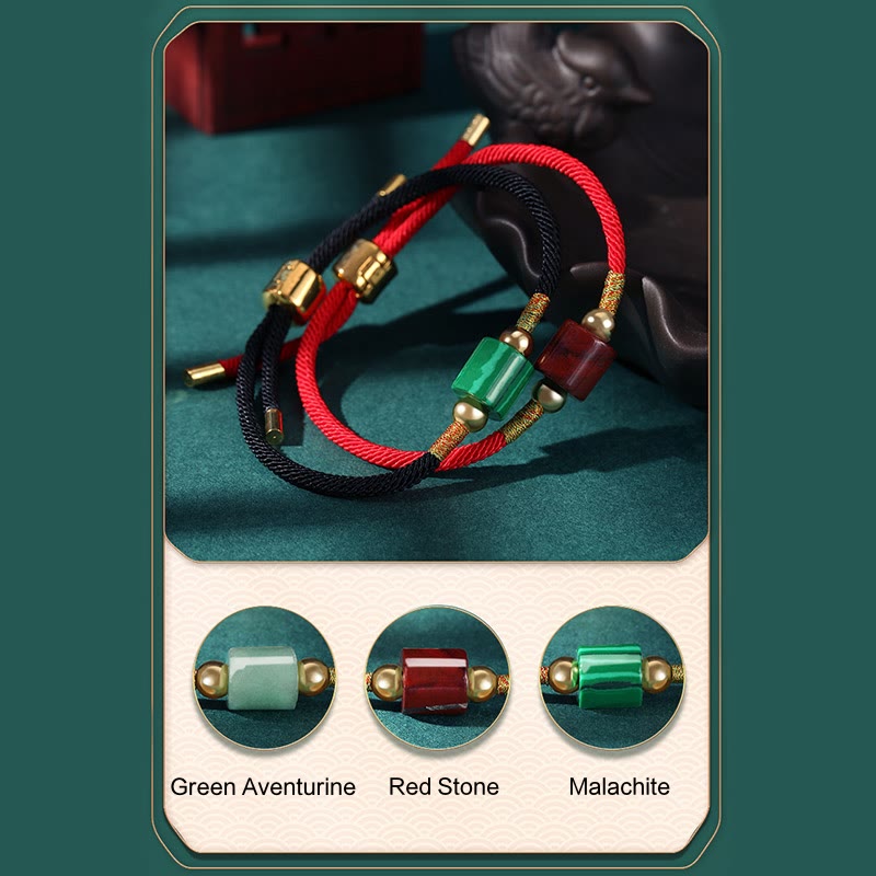 Bracelet en corde tressée avec protection chanceuse en aventurine verte