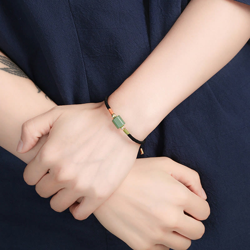 Bracelet en corde tressée avec protection chanceuse en aventurine verte
