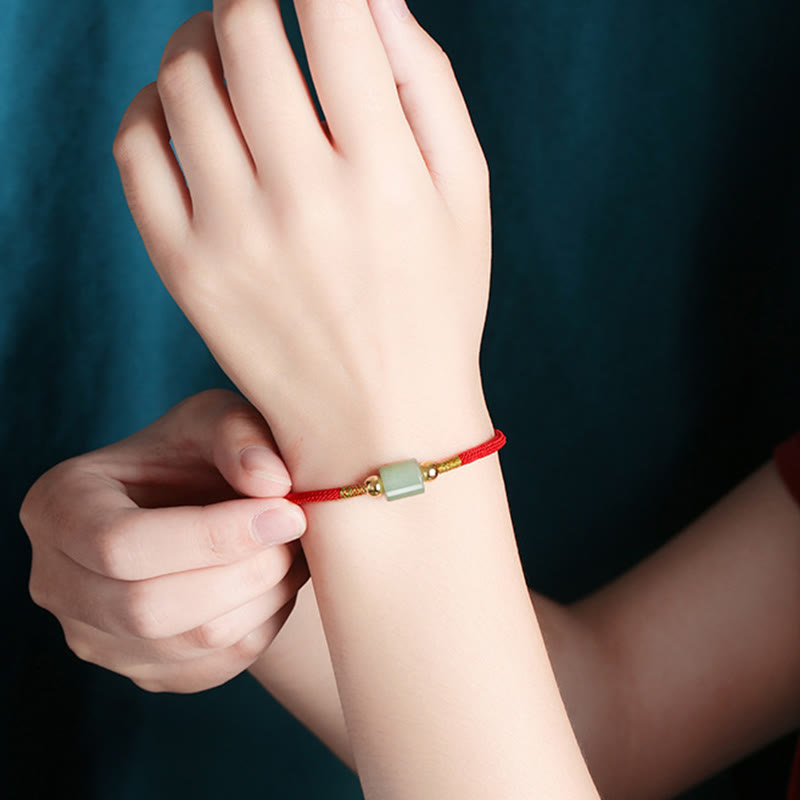 Bracelet en corde tressée avec protection chanceuse en aventurine verte