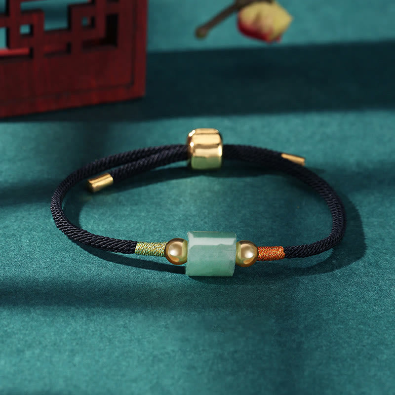 Bracelet en corde tressée avec protection chanceuse en aventurine verte