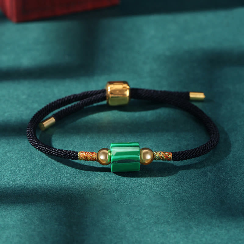 Bracelet en corde tressée avec protection chanceuse en aventurine verte