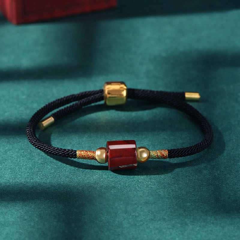 Bracelet en corde tressée avec protection chanceuse en aventurine verte
